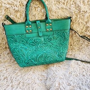 Patricia Nash Analia soft green crossbody satchel